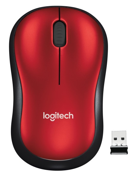 Logitech M185 - Maus - optisch - kabellos - 2.4 GHz - kabelloser Empfänger (USB) - Rot