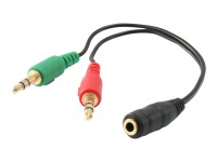 Equip Life Audio Split Cable - Audio-Adapter - Stereo Mini-Klinkenstecker männlich zu 4-poliger Mini-Stecker weiblich - 13 cm - Schwarz