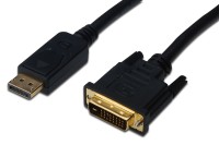 DIGITUS - DisplayPort-Kabel - Dual Link - DisplayPort (M) bis DVI-D (M) - 2 m - geformt, Daumenschrauben - Schwarz