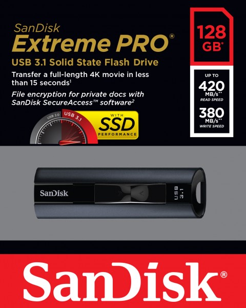 SanDisk Extreme Pro - USB-Flash-Laufwerk - 128 GB - USB 3.1