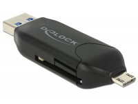 DeLOCK Micro USB OTG Card Reader + USB 3.0 A male - Kartenleser (MS, MMC, SD, microSD, SDHC, SDXC) - USB 2.0/USB 3.0