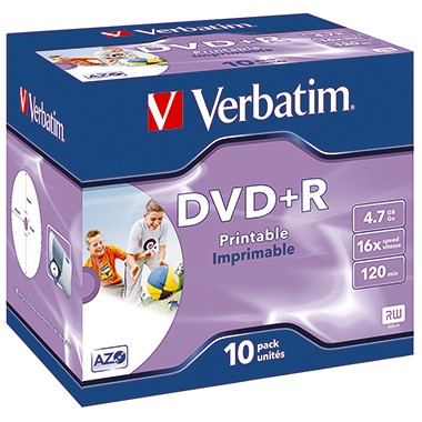 Verbatim DataLifePlus - 10 x DVD+R - 4.7 GB 16x - mit Tintenstrahldrucker bedruckbare Oberfläche - Jewel Case (Schachtel)