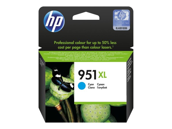 HP 951XL - Hohe Ergiebigkeit - Cyan - original - Tintenpatrone - für Officejet Pro 251dw, 276dw, 8100, 8600, 8600 N911a, 8610, 8615, 8620, 8625, 8630