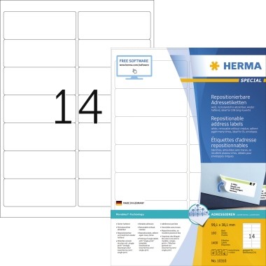 HERMA Haftetikett Movables 10310 99,1x38,1 mm weiß 1.400 St./Pack.