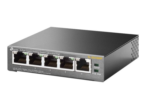 TP-Link TL-SG1005P - Switch - unmanaged - 4 x 10/100/1000 (PoE) + 1 x 10/100/1000 - Desktop - PoE (56 W)