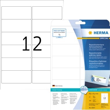 HERMA Haftetikett Movables 10017 99,1x42,3mm weiß 300 St./Pack.
