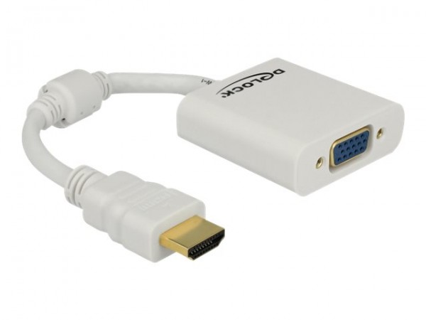 Delock Adapter HDMI-A Stecker > VGA Buchse - Videoadapter - HDMI männlich zu HD-15 (VGA) weiblich - weiß