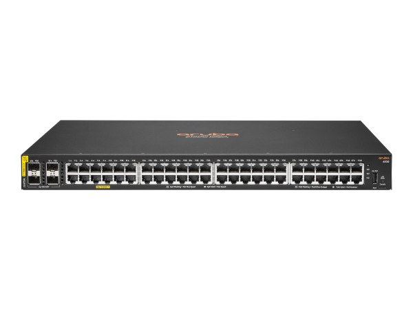 HPE Aruba 6100 48G Class4 PoE 4SFP+ 370W Switch - Switch - managed - 48 x 10/100/1000 (PoE+) + 4 x 1 Gigabit / 10 Gigabit SFP+ - Seite-zu-Seite-Luftstrom - an Rack montierbar - PoE+ (370 W)