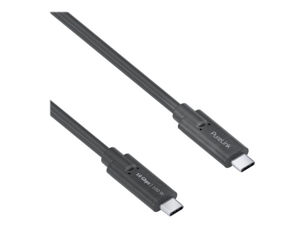 PureLink iSeries Premium - USB-Kabel - USB-C (M) zu USB-C (M) - USB 3.1 Gen 2 - 20 V - 3 A - 1.5 m - rund - Schwarz