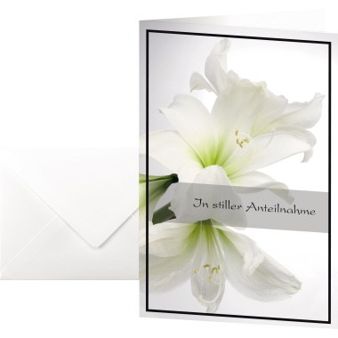SIGEL Trauerkarte Amaryllis DS006 11,5x17cm 10 St./Pack. +Umschläge
