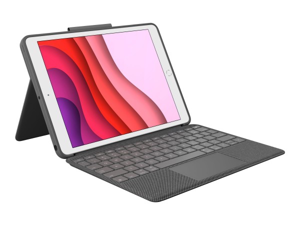Logitech Combo Touch - Tastatur und Foliohülle - mit Trackpad - hintergrundbeleuchtet - Apple Smart connector - QWERTZ - Deutsch - Graphite - für Apple 10.2-inch iPad (7. Generation, 8. Generation, 9. Generation)