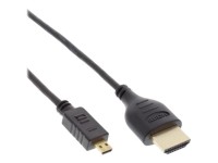 InLine - HDMI-Kabel mit Ethernet - HDMI männlich zu mikro HDMI männlich - 30 cm - Dreifachisolierung - Schwarz - geformt, 4K Unterstützung