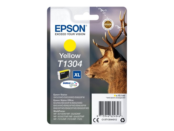 Epson T1304 - 10.1 ml - Größe XL - Gelb - Original - Blisterverpackung - Tintenpatrone - für Stylus Office BX630, BX635, BX935; WorkForce WF-3010, 3520, 3530, 3540, 7015, 7515, 7525