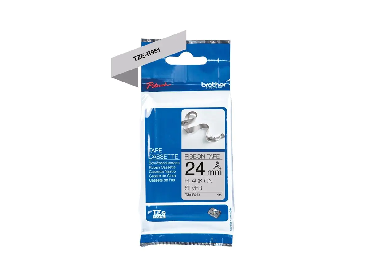 Brother TZe-R951 - Seidig - Schwarz auf Silber - Rolle (2,4 cm x 4 m) 1 Kassette(n) Band - für Brother PT-D600; P-Touch PT-D800, P900, P950; P-Touch Cube Plus PT-P710