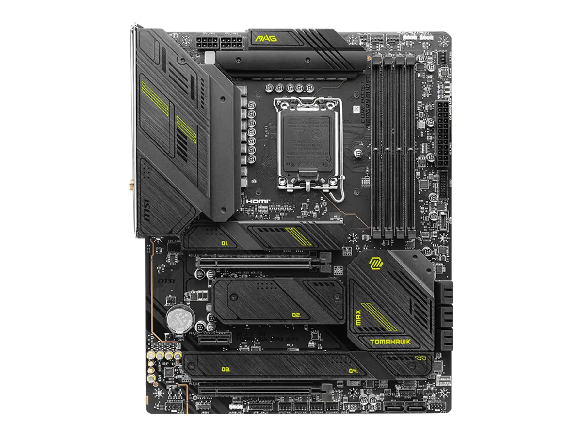 MSI MAG Z790 TOMAHAWK MAX WIFI - Motherboard - ATX - LGA1700-Sockel - Z790 Chipsatz - USB 3.2 Gen 1, USB 3.2 Gen 2, USB-C 3.2 Gen2, USB-C 3.2 Gen 2x2 - 2.5 Gigabit LAN, Wi-Fi 7, Bluetooth - Onboard-Grafik (CPU erforderlich) - HD Audio (8-Kanal)