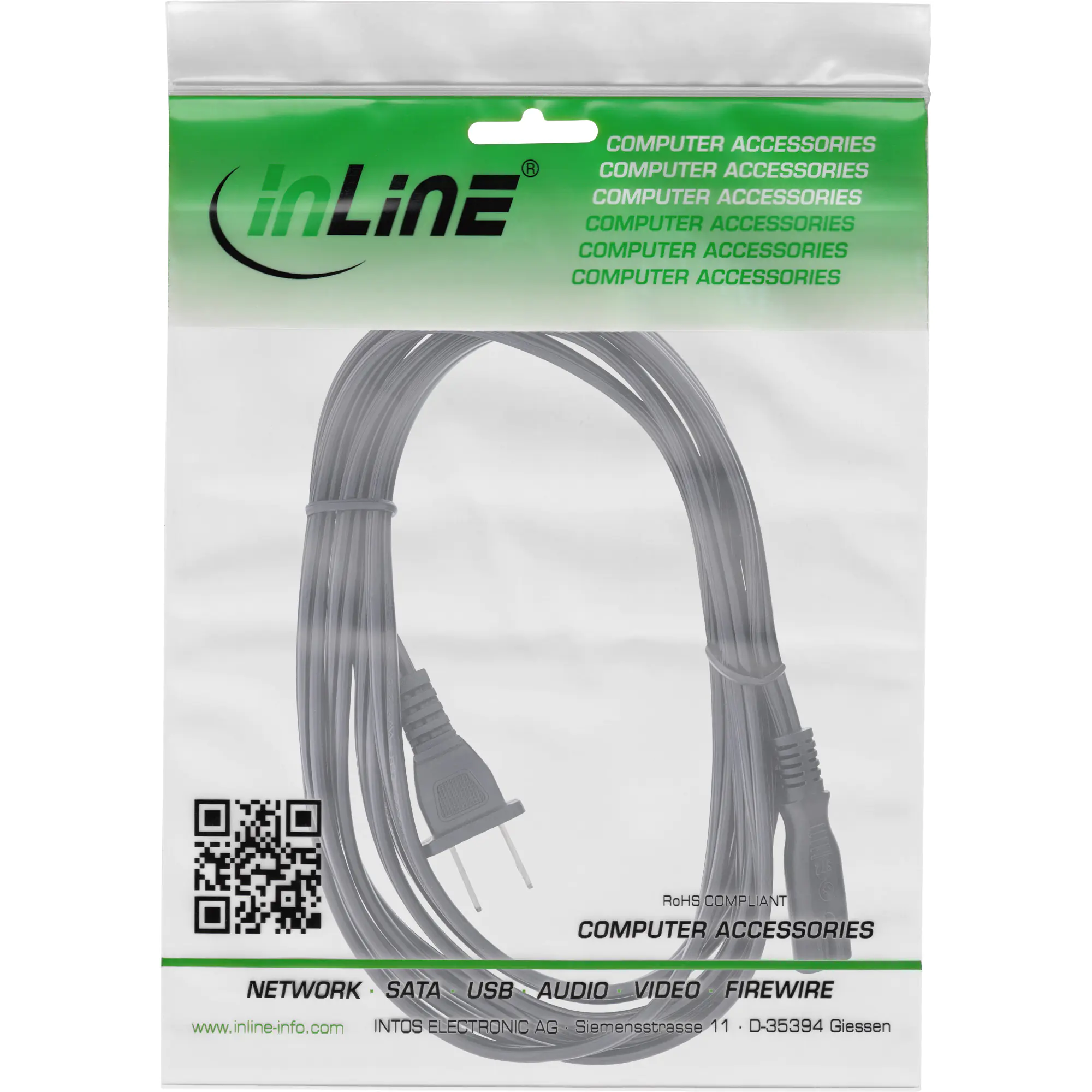 InLine - Stromkabel - 2-polig (M) zu IEC 60320 C7 - Wechselstrom 110 V - 1.8 m - Vereinigte Staaten