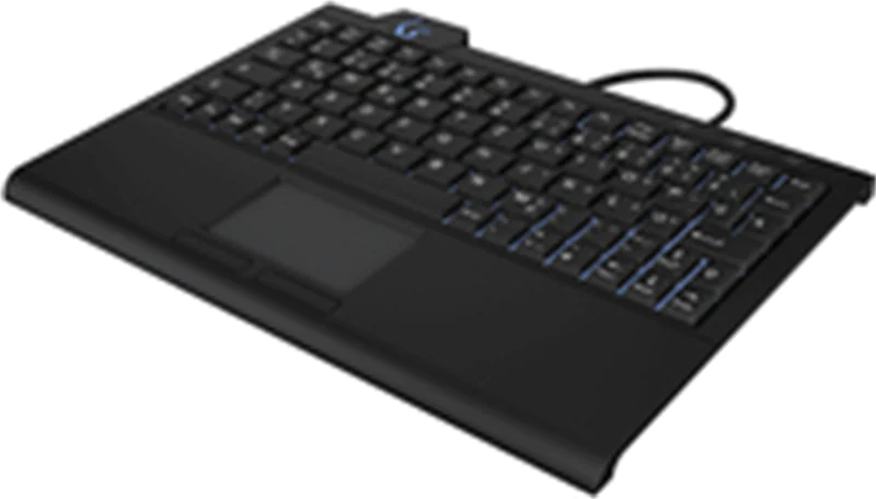 KeySonic KSK-3210ELU (DE), Super-Mini Tastatur, Hintergrundbeleuchtung, Touchpad, schwarz, Kabelgebunden, USB, Membran Key Switch, QWERTZ, LED, Schwarz 60961