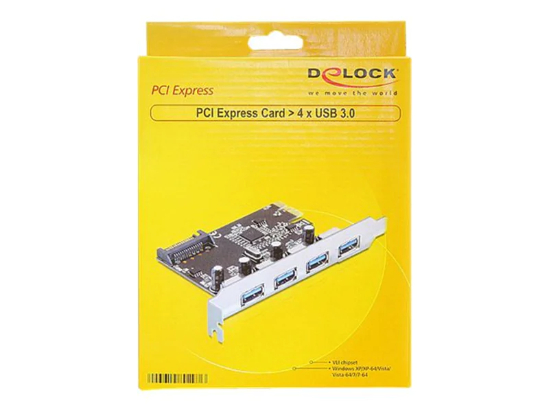 DeLock PCI Express Card > 4 x USB 3.0 - USB-Adapter - PCIe 2.0 - USB 3.0 x 4 DeLock PCI Express Card > 4 x USB 3.0 - USB-Adapter - PCIe 2.0 - USB 3.0 x 4