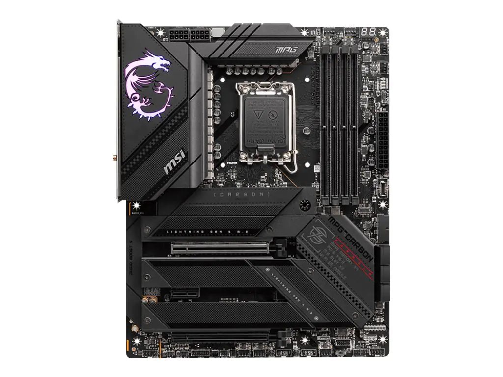 MSI MPG Z790 Carbon WiFi - Motherboard - ATX - LGA1700-Sockel - Z790 Chipsatz - USB-C Gen2, USB 3.2 Gen 1, USB 3.2 Gen 2, USB-C Gen 2x2 - 2.5 Gigabit LAN, Wi-Fi 6, Bluetooth - Onboard-Grafik (CPU erforderlich) - HD Audio (8-Kanal)