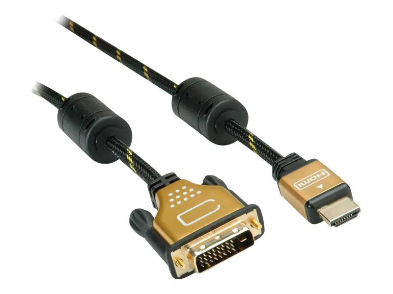 Roline Gold - Videokabel - Dual Link - DVI-D (M) bis HDMI (M) - 2 m - abgeschirmt - Schwarz, Gold - 4K Unterstützung