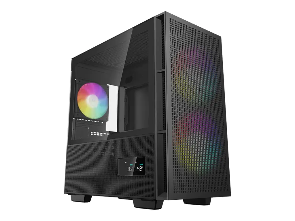 Deepcool CH360 DIGITAL mATX Airflow case Dual Status Display 2x Pre-Installed 140mm ARGB