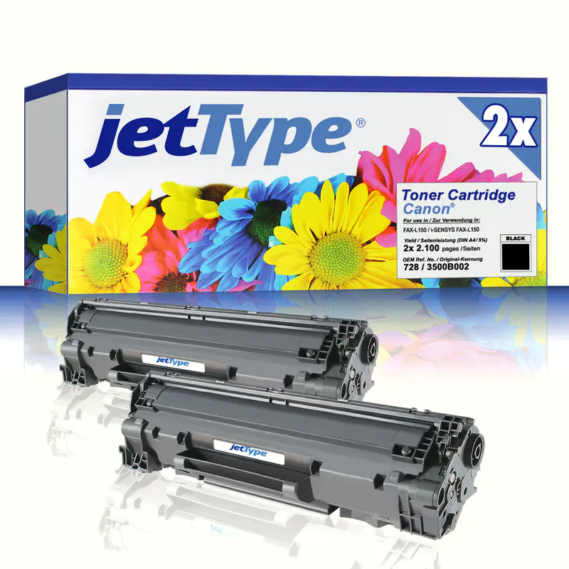jetType Toner Doppelpack kompatibel zu Canon 3500B002 728 schwarz 2x 2.100 Seiten 2 Stück jetType Toner Doppelpack kompatibel zu Canon 3500B002 728 schwarz 2x 2.100 Seiten 2 Stück