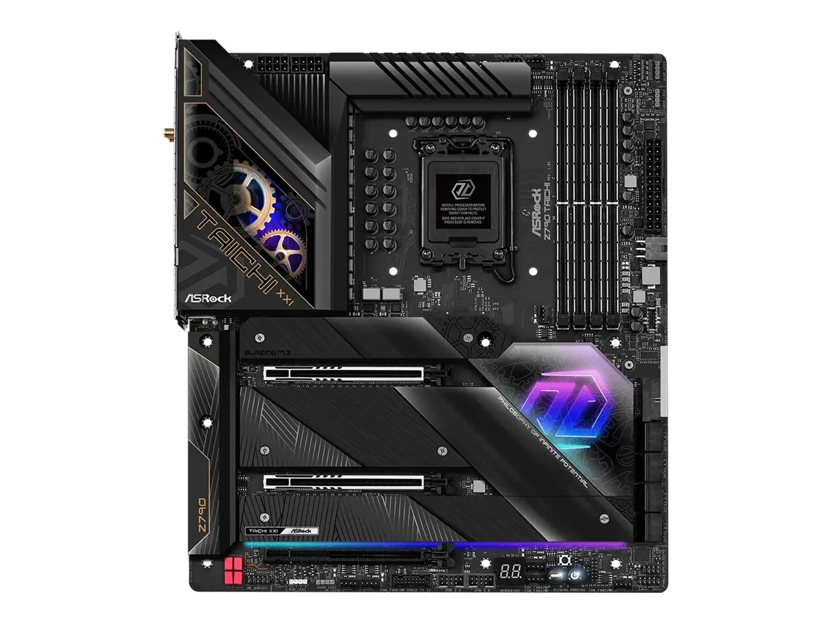 ASRock Z790 Taichi - Motherboard - E-ATX - LGA1700-Sockel - Z790 Chipsatz - USB 3.2 Gen 1, USB 3.2 Gen 2, USB4, USB-C 3.2 Gen 2x2 - Bluetooth, 2.5 Gigabit LAN, Wi-Fi 6 - Onboard-Grafik (CPU erforderlich) - HD Audio (5.1-Channel)