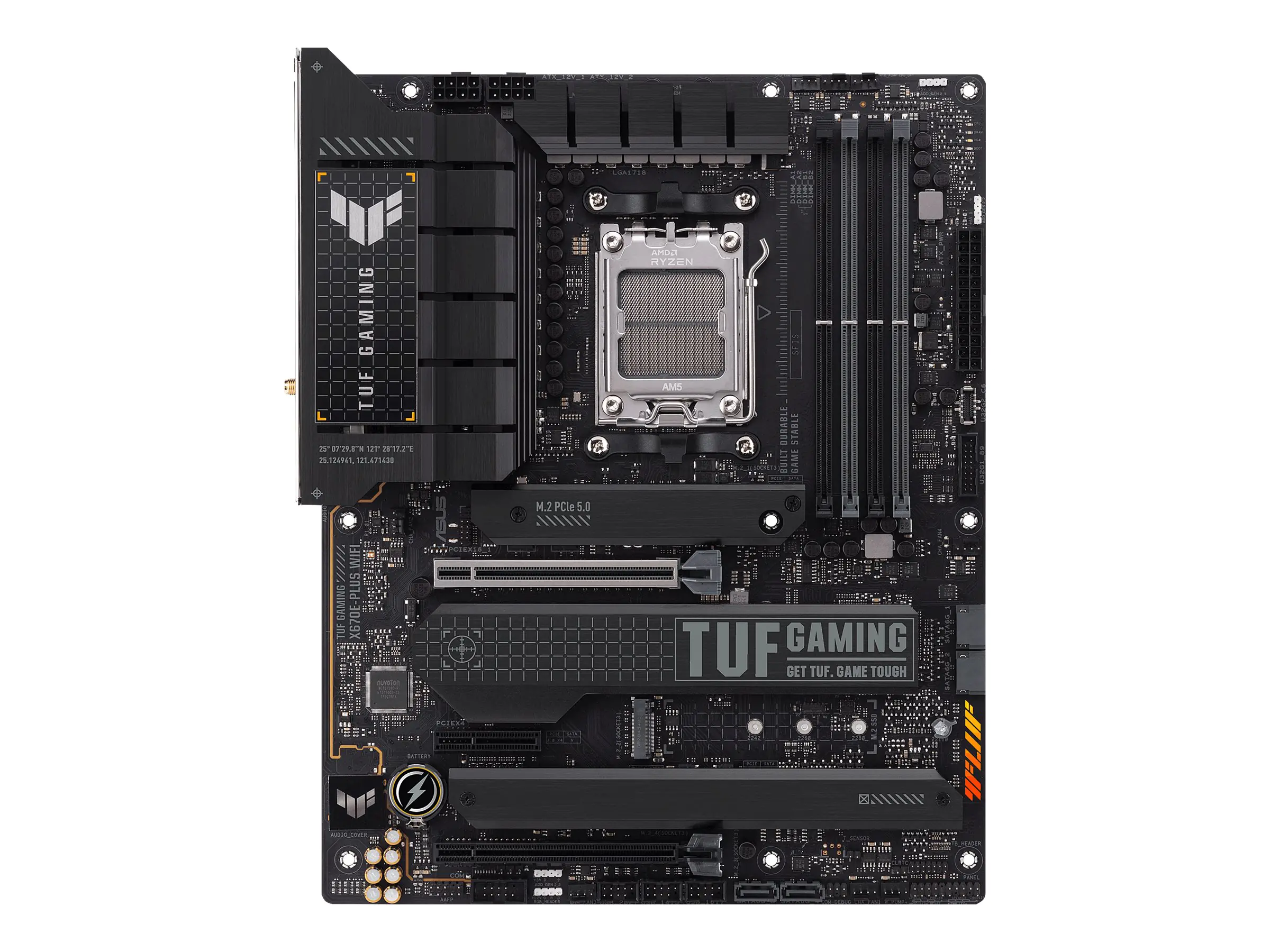 ASUS TUF GAMING X670E-PLUS WIFI - Motherboard - ATX - Socket AM5 - AMD X670E Chipsatz - USB-C 3.2 Gen2, USB-C Gen 2x2, USB 3.2 Gen 1, USB 3.2 Gen 2 - 2.5 Gigabit LAN, Wi-Fi 6, Bluetooth - Onboard-Grafik (CPU erforderlich) - HD Audio (8-Kanal)