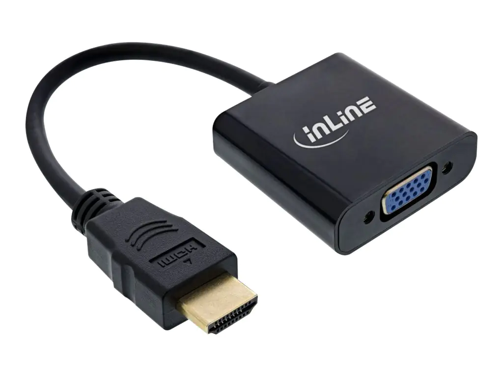 InLine - Videoadapter - HDMI männlich zu HD-15 (VGA), mini-phone stereo 3.5 mm, Micro-USB Typ B weiblich - 10 cm - Schwarz - 1080p-Unterstützung, unterstützt 1920 x 1080 bei 60 Hz InLine - Videoadapter - HDMI männlich zu HD-15 (VGA), mini-phone stereo 3.5 mm, Micro-USB Typ B weiblich - 10 cm - Schwarz - 1080p-Unterstützung, unterstützt 1920 x 1080 bei 60 Hz