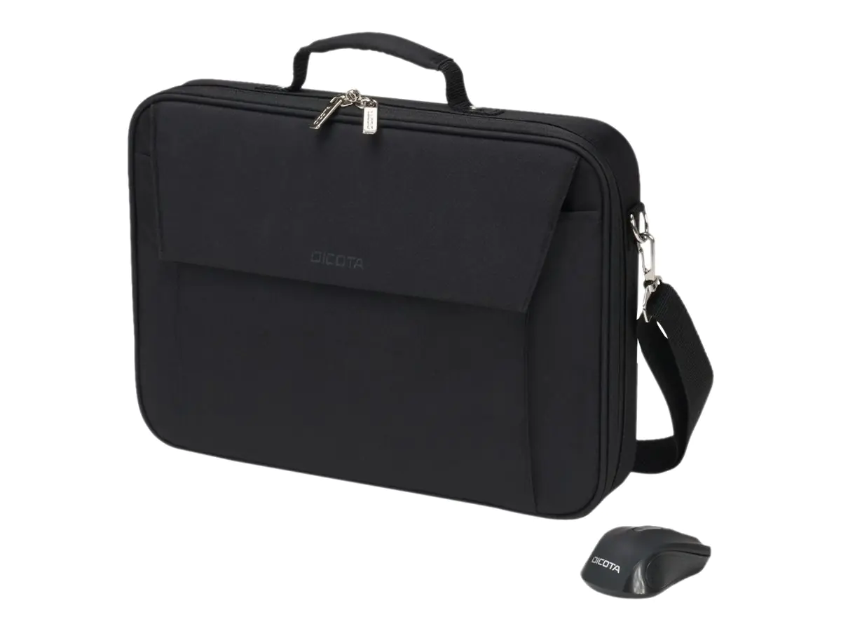 DICOTA Multi Wireless Mouse Kit - Notebook-Tasche - 39.6 cm (15.6") - Schwarz - mit schnurlose optische Maus