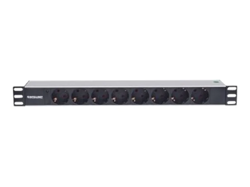 Intellinet 19" 1.5U Rackmount 8-Way Power Strip - German Type", With LED Indicator Only, No Surge Protection, 1.6m Power Cord - Steckdosenleiste (Rack - einbaufähig) 714037