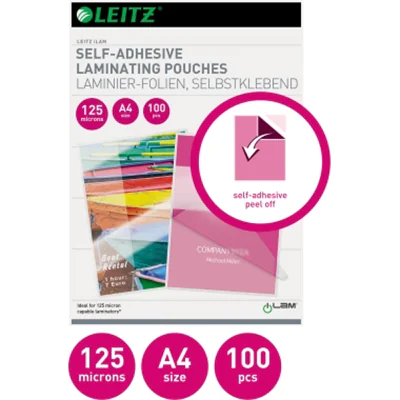Leitz Folientasche 16925 DIN A4 125mic selbstkl. EVA 100 St./Pack. Leitz Folientasche 16925 DIN A4 125mic selbstkl. EVA 100 St./Pack.