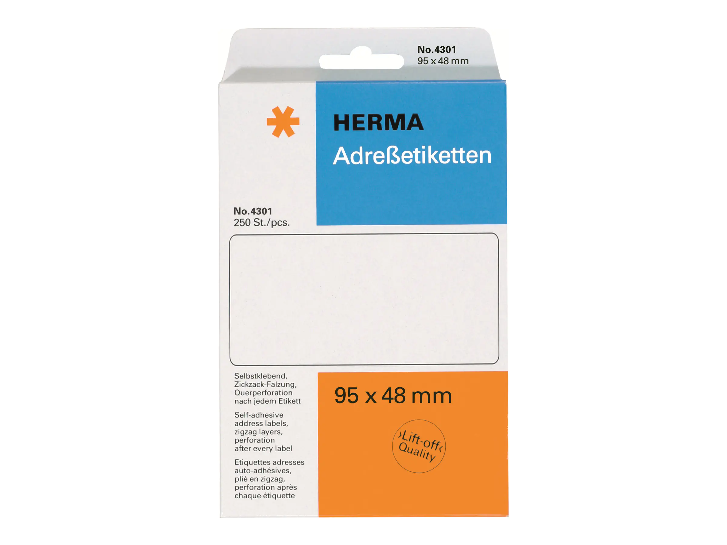HERMA Adressetikett 4301 95x48mm weiß 250 St./Pack.