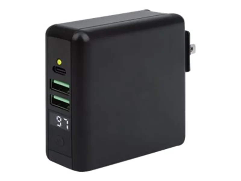 Manhattan 4-in-1 Travel Wall Charger and Powerbank 8,000 mAh, USA/UK/Euro 2-pin Plugs, Output: 1x USB-C, 2x USB-A ports and Wireless Charging Pad (5W) 102452