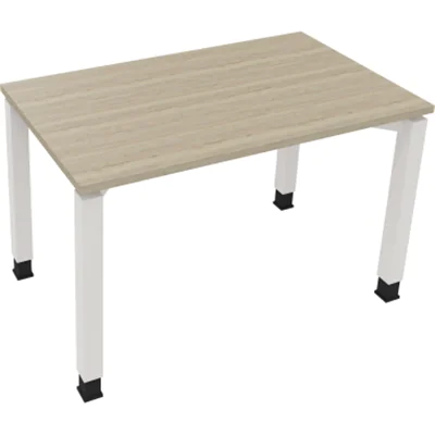 Schreibtisch Vierfuß Quadratrohr B1200xT700xH680-820 ws/Eiche Natur