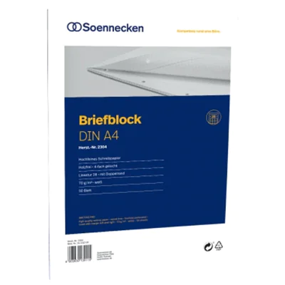 Soennecken Briefblock 1382 DIN A4 70g holzfrei 50Blatt kariert weiß Soennecken Briefblock 1382 DIN A4 70g holzfrei 50Blatt kariert weiß