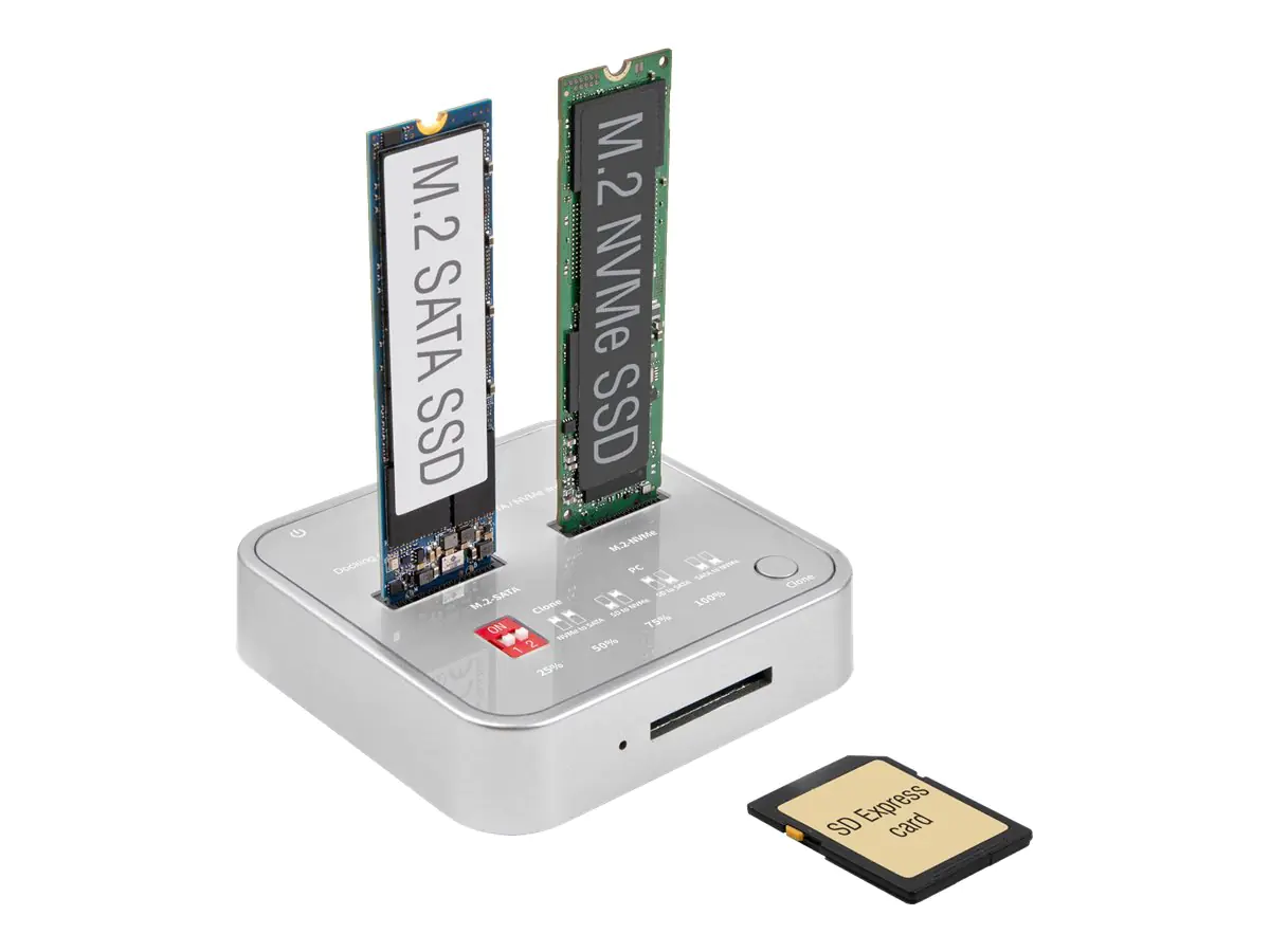 Delock SSD-Dockingstation Schächte: 2 - M.2 - M.2 NVMe Card - USB 3.2 (Gen 2) 64138
