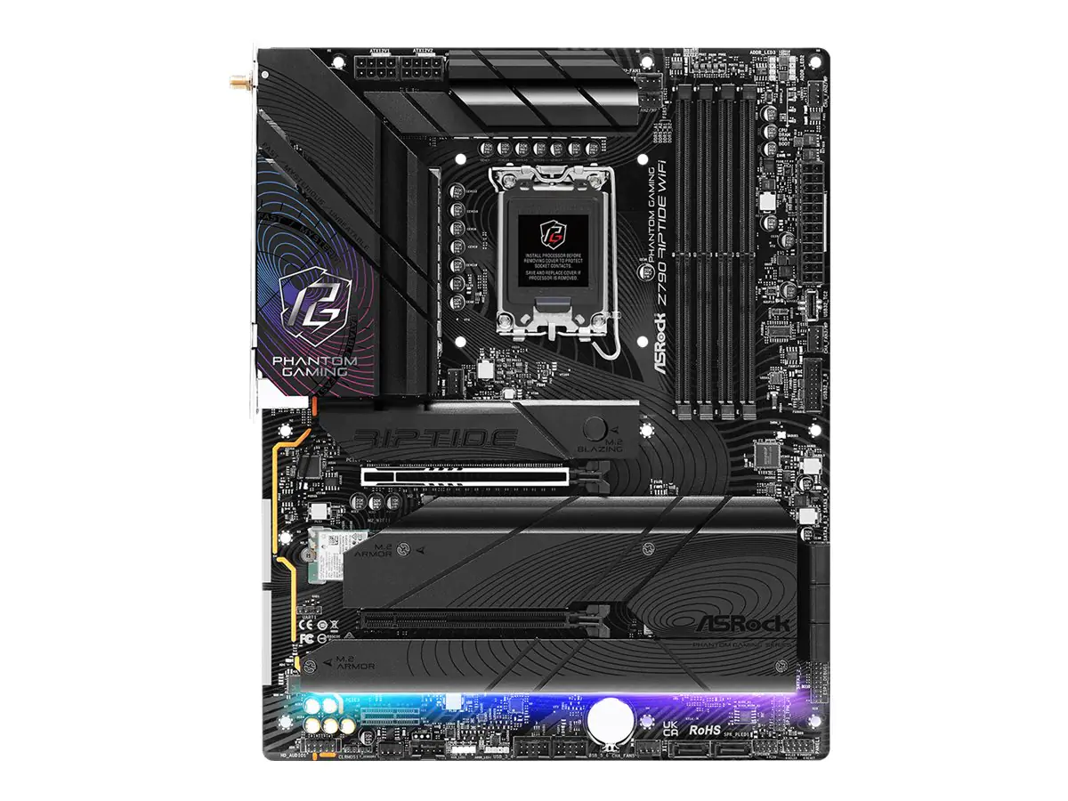 ASRock Phantom Gaming Z790 Riptide WiFi - Motherboard - ATX - LGA1700-Sockel - Z790 Chipsatz - USB 3.2 Gen 1, USB 3.2 Gen 2, USB-C 3.2 Gen 2x2, USB-C 3.2 Gen 1 - 2.5 Gigabit LAN, Wi-Fi 7, Bluetooth - Onboard-Grafik (CPU erforderlich) - HD Audio (8-Ka