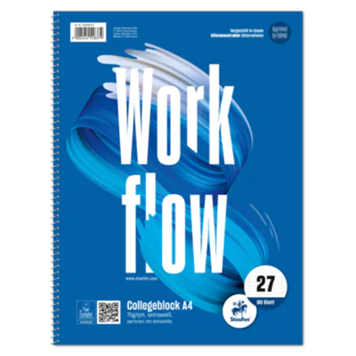 Format-X® Collegeblock Style Work flow DIN A4 liniert mit Rand innen/außen 70g/m² blau 80 Bl.