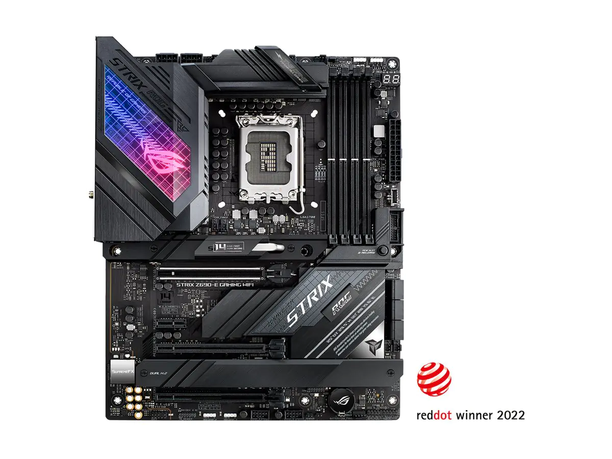 ASUS ROG STRIX Z690-E GAMING WIFI - Motherboard - ATX - LGA1700 Sockel - Z690 Chipsatz - USB-C Gen 2x2, USB-C Gen2, USB 3.2 Gen 1, USB 3.2 Gen 2 - 2.5 Gigabit LAN, Wi-Fi, Bluetooth - Onboard-Grafik (CPU erforderlich) 90MB18J0-M0EAY0