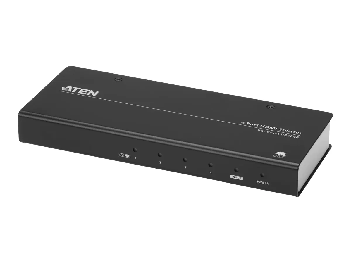 ATEN VanCryst VS184B - Video-/Audio-Splitter - 4 x HDMI - Desktop - für VanCryst VS182B, VS184B ATEN VanCryst VS184B - Video-/Audio-Splitter - 4 x HDMI - Desktop - für VanCryst VS182B, VS184B
