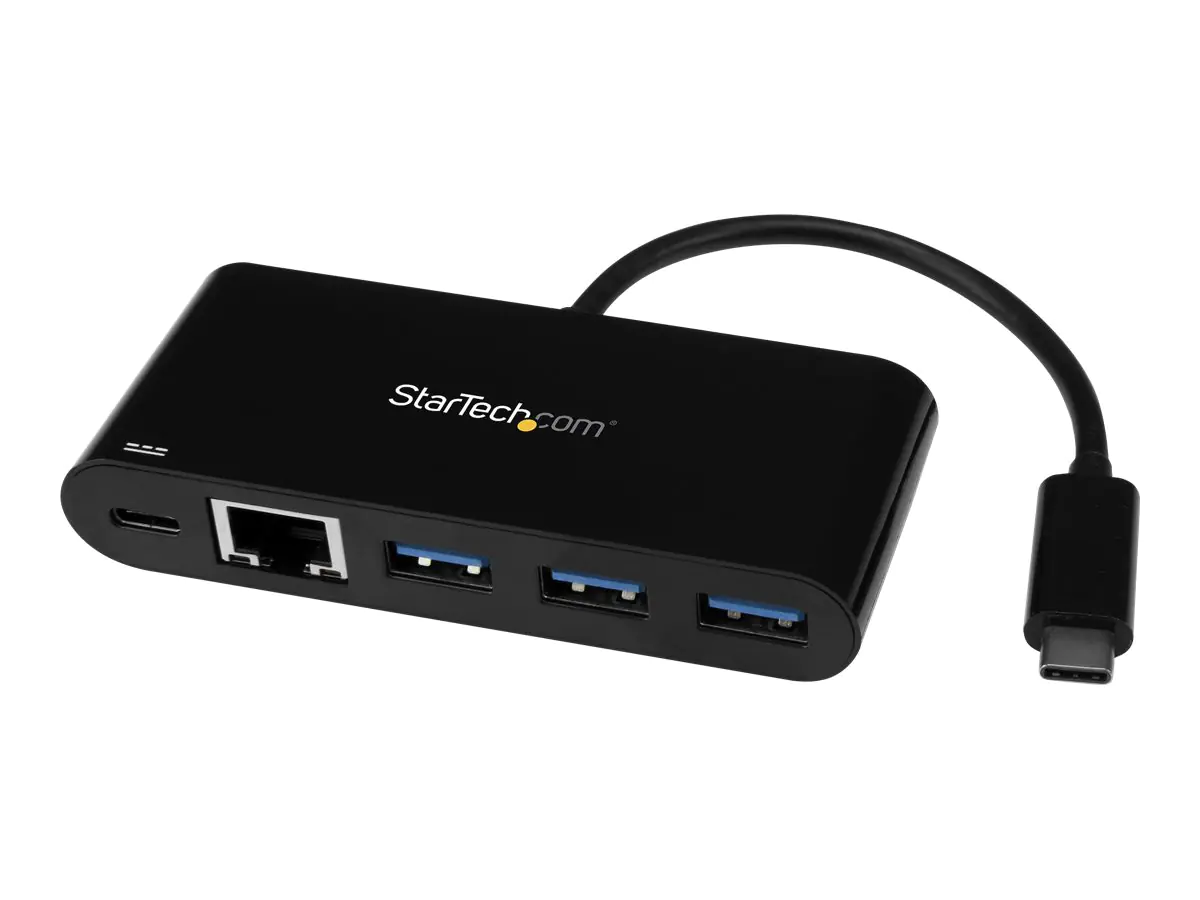 StarTech 3 Port USB 3.0 Hub mit Gigabit Ethernet und Stromversorgung - USB-C - Hub - 3 x SuperSpeed USB 3.0 + 1 x 10/100/1000 - Desktop