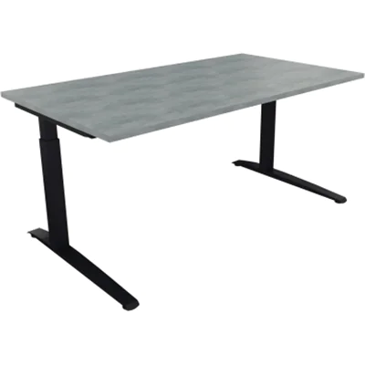 Schreibtisch Kufe Einzels. Quadrat B1600xT900xH650-850 an/Beton hell Schreibtisch Kufe Einzels. Quadrat B1600xT900xH650-850 an/Beton hell