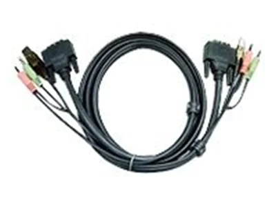 ATEN 2L-7D03U - Video- / USB- / Audio-Kabel - USB, mini-phone stereo 3.5 mm, DVI-I (M) zu mini-phone stereo 3.5 mm, USB Typ B, DVI-I (M) - 3 m