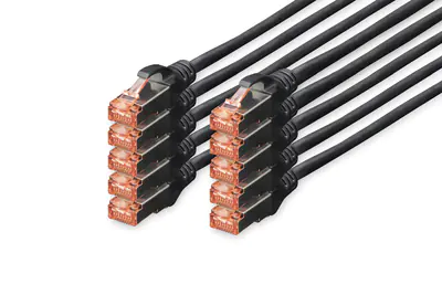 Digitus Professional - Patch-Kabel - RJ-45 (M) zu RJ-45 (M) - 50 cm - SFTP, PiMF - CAT 6e - IEEE 802.3 - halogenfrei, geformt, ohne Haken - Schwarz (Packung mit 10) Digitus Professional - Patch-Kabel - RJ-45 (M) zu RJ-45 (M) - 50 cm - SFTP, PiMF - CAT 6e - IEEE 802.3 - halogenfrei, geformt, ohne Haken - Schwarz (Packung mit 10)