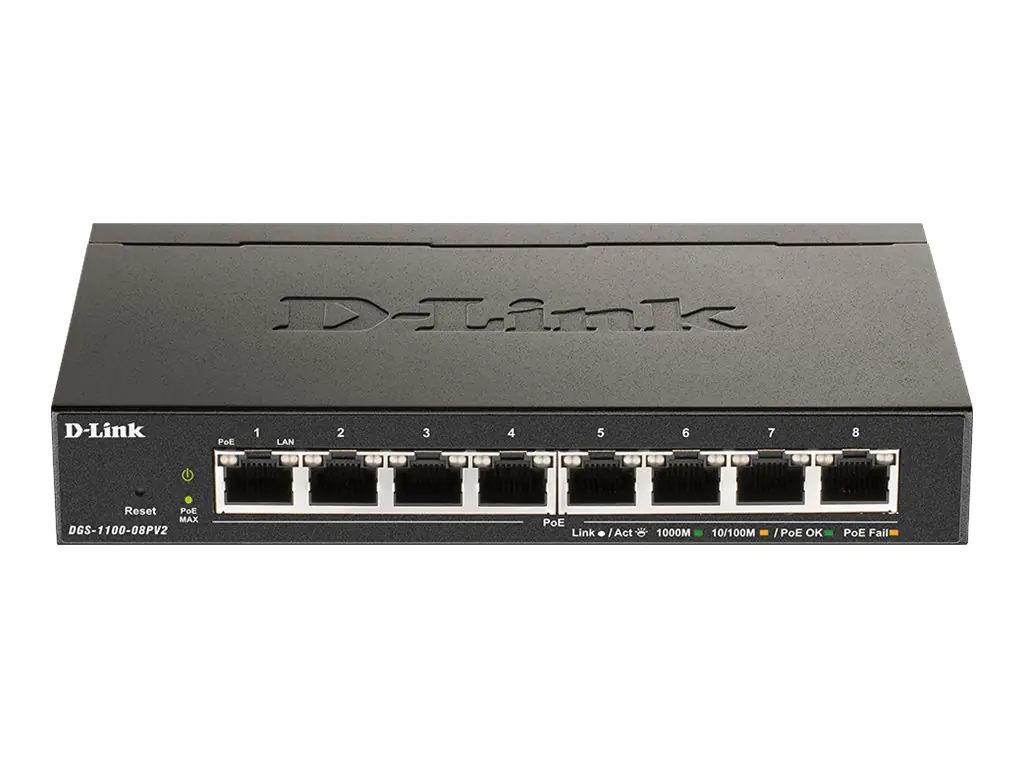 D-Link DGS 1100-08PV2 - Switch - Smart - 8 x 10/100/1000 (PoE) - Desktop - PoE (64 W) D-Link DGS 1100-08PV2 - Switch - Smart - 8 x 10/100/1000 (PoE) - Desktop - PoE (64 W)
