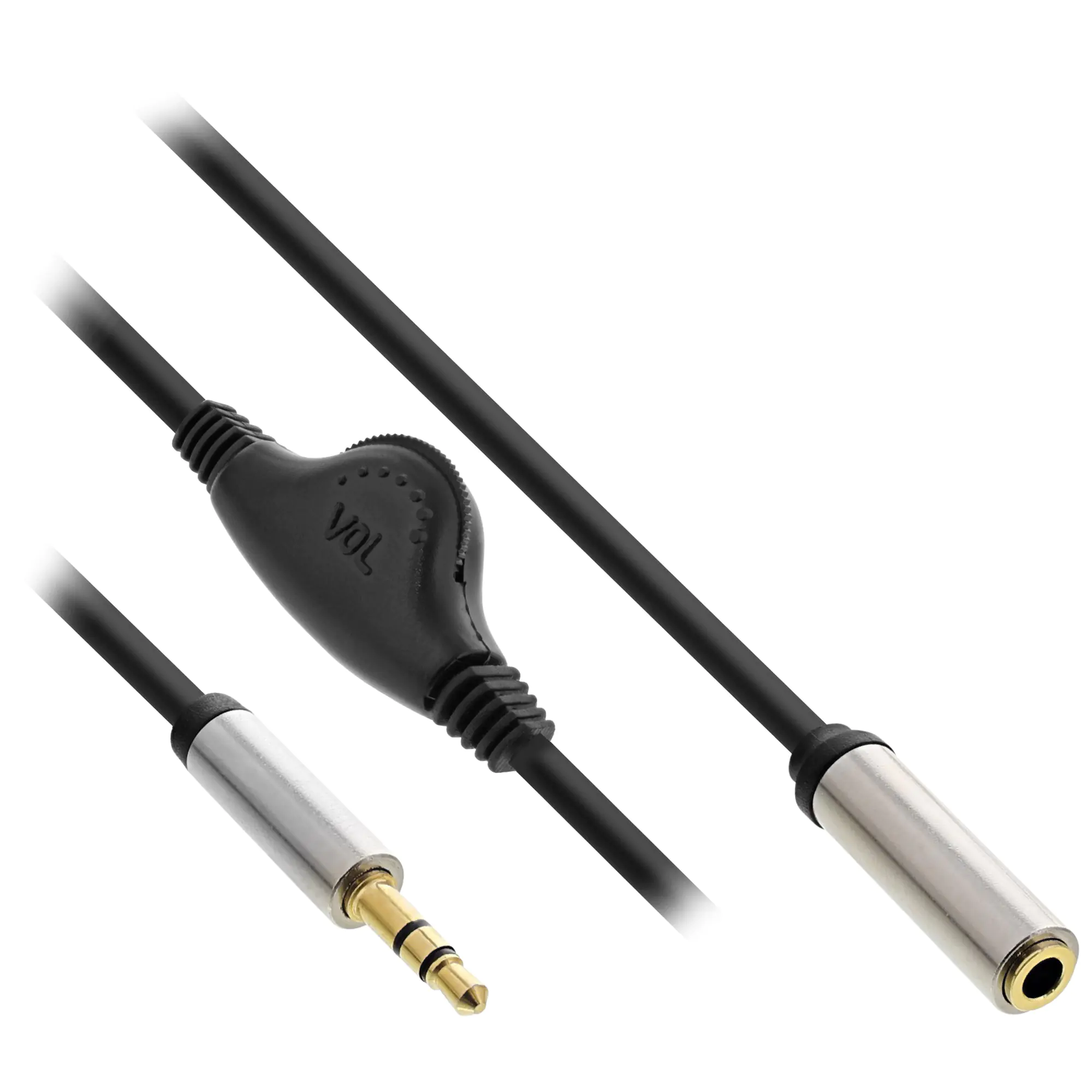 InLine Slim Audio Kabel Klinke 3,5mm ST / BU - mit Lautstärkeregler - 0,25m 99253B