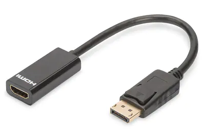 Digitus - Videoadapter - DisplayPort männlich zu HDMI weiblich - 15 cm - Doppelisolierung - Schwarz Digitus - Videoadapter - DisplayPort männlich zu HDMI weiblich - 15 cm - Doppelisolierung - Schwarz