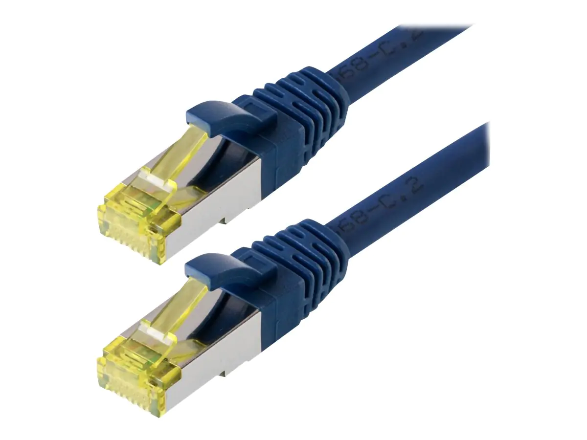 Helos - Patch-Kabel - RJ-45 (M) bis RJ-45 (M) - 3 m - SFTP, PiMF - CAT 6a - halogenfrei, geformt, ohne Haken - Blau Helos - Patch-Kabel - RJ-45 (M) bis RJ-45 (M) - 3 m - SFTP, PiMF - CAT 6a - halogenfrei, geformt, ohne Haken - Blau