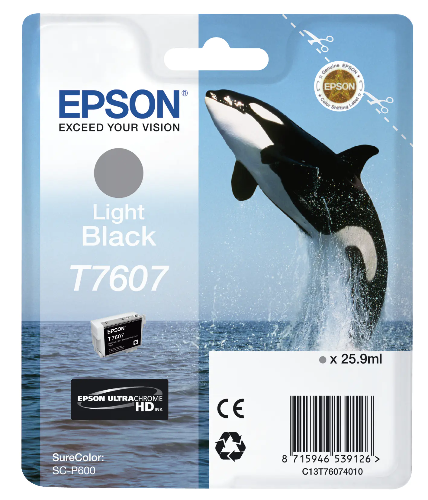 Epson T7602 - 26 ml - Cyan - Original - Blisterverpackung - Tintenpatrone - für SureColor P600, SC-P600 Epson T7602 - 26 ml - Cyan - Original - Blisterverpackung - Tintenpatrone - für SureColor P600, SC-P600
